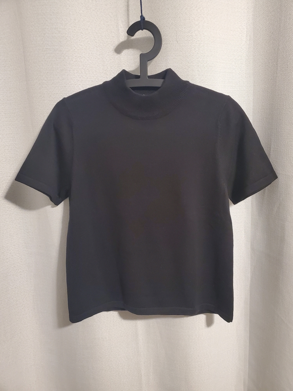 (4/$20) TanJay Women's Black Short-Sleeve Mock Neck Shirt
